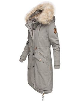 Navahoo KIN-JOO dámska zimná bunda s kapucňou a kožušinou, sivá