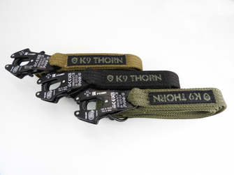 K9 Thorn vodítko s dvojitým úchopom a karabínou kong frog, čierne, XL