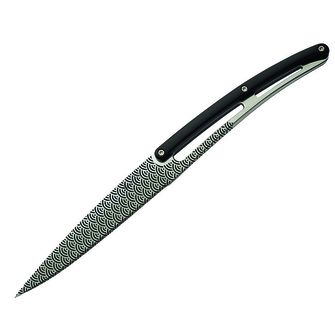 Deejo sada 6 nožov lesklá čepeľ zubaté ostrie rukoväť čierny ABS design Geometry