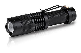 LED UV vojenská baterka nabíjateľná zoom, 10cm