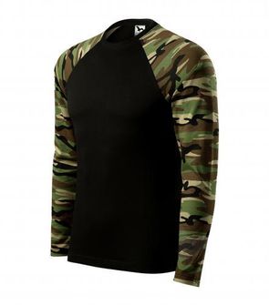 Malfini Camouflage tričko s dlhým rukávom, brown,160g/m2