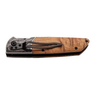 Herbertz jednoručný vreckový nôž 8,8cm, koreňové drevo, reliéfny ozdobný motív