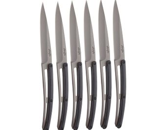 Deejo sada 6 nožov Table šedý titán ebenové drevo