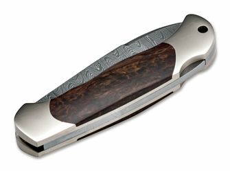 Böker Junior Scout Spearpoint Curly Birch vreckový nôž 7 cm, damašek, kučeravá breza