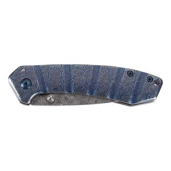 Herbertz jednoručný vreckový nôž 7,7cm, nerezová oceľ, modrá, damaškový vzhľad