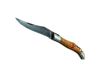 Laguiole DUB071 vreckový nôž, čepeľ 12cm, damascénska oceľ, vývrtka, rukoväť borievka