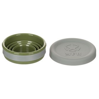 MFH Skladací pohár s viečkom, silikónový, OD zelený, 200 ml