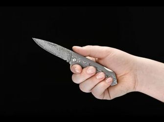 Böker Plus Damascus Dominator vreckový nôž 8,4 cm, damašek