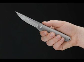 Böker Plus Kwaiken Flipper Damast vreckový nôž 9 cm, damašek, titán
