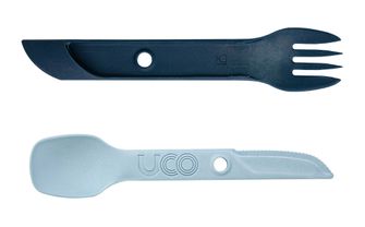 UCO Switch Rozšíriteľná nylonová súprava príborov s pútkom na upevnenie a držiakom na vidličky Spork stoneblue