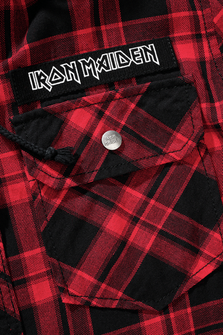 Brandit Iron Maiden košeľa s kapucňou Eddy, tmavá červená a čierna