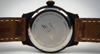 hodinky s koženým remienkom Flieger hnedé zadná časť