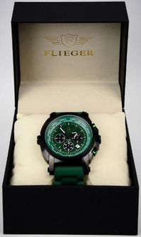 hodinky Flieger Chronograph zelené v balení