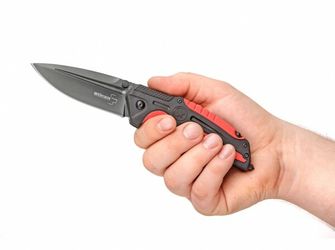 Böker Plus Savior 1 záchranársky nôž 8,4 cm, čierno-červená, plast, guma, puzdro nylon