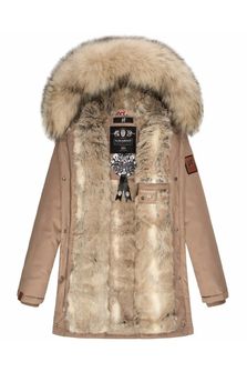Navahoo Cristal dámska zimná bunda s kapucňou a kožušinou, anthracite