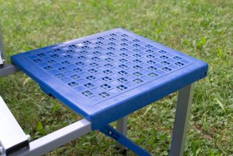 Skladací kempingový stôl s lavičkami, modrý