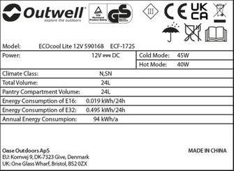 Outwell Kempingový chladiaci box ECOcool Lite 24 12V, tmavomodrý