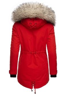 Navahoo LadyLike dámska zimná bunda s kapucňou a kožušinou, červená