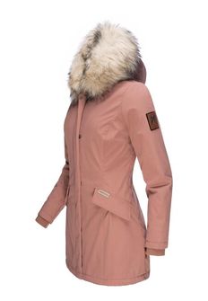 Navahoo Cristal dámska zimná bunda s kapucňou a kožušinou, terracotta