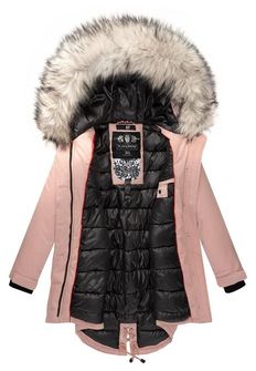 Navahoo LadyLike dámska zimná bunda s kapucňou a kožušinou, rose