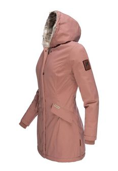Navahoo Cristal dámska zimná bunda s kapucňou a kožušinou, terracotta
