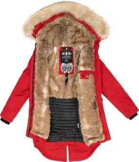 Navahoo Bombii dámska zimná bunda s kožušinou, červená