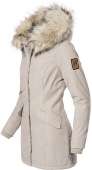 Navahoo Cristal dámska zimná bunda s kapucňou a kožušinou, béžová