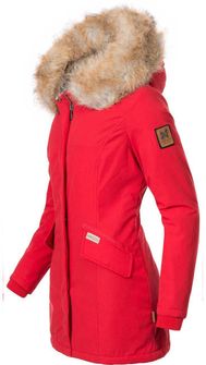 Navahoo Cristal dámska zimná bunda s kapucňou a kožušinou, červená