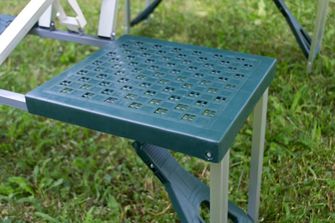 Skladací kempingový stôl s lavičkami, zelený