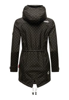 Marikoo ZIMTZICKE dámska zimná softshell bunda s kapucňou, čierna bodkovaná