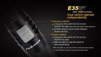 LED baterka Fenix E35 Ultimate Edition 1000 lumen polohovateľný gombík 