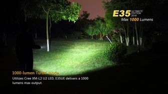 LED baterka Fenix E35 Ultimate Edition 1000 lumen svietivosť v tme 