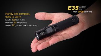 LED baterka Fenix E35 Ultimate Edition 1000 lumen rozmery 