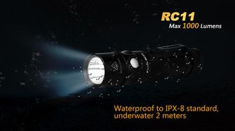 LED baterka Fenix RC11 1000lumen rozsvietená 