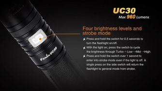 LED baterka Fenix UC30 960lumen 4 pozičný gombík 