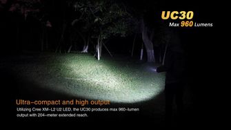 LED baterka Fenix UC30 960lumen svietivosť v tme 