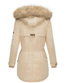 Marikoo Grinsekatze dámska zimná bunda s kapucňou, béžová