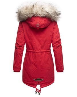 Navahoo Honigfee dámska zimná bunda s kapucňou a kožušinou, červená