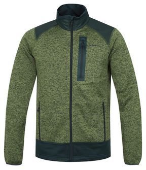 Husky Pánsky fleecový sveter na zips Alan M zelená/čiernozelená