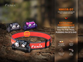 Nabíjateľná čelovka Fenix HM65R-DT - tmavo fialová