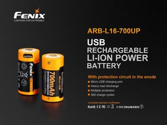 Fenix RCR123A 700 mAh USB Li-ion High Current