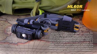 Fenix výkonná čelovka HL60R - čierna