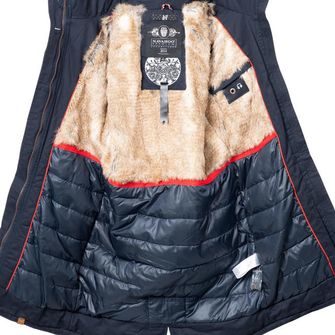 Navahoo KIN-JOO dámska zimná bunda s kapucňou a kožušinou, navy