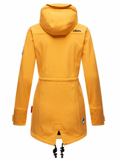 Marikoo ZIMTZICKE dámska zimná softshell bunda s kapucňou, amber žltá