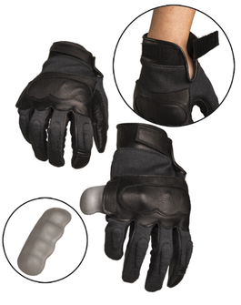 Mil-tec taktické rukavice kožené/kevlar, čierne