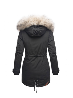 Navahoo LadyLike dámska zimná bunda s kapucňou a kožušinou, čierna