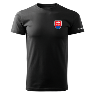 DRAGOWA krátke tričko malý farebný slovenský znak, čierna 160g/m2