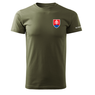 DRAGOWA krátke tričko malý farebný slovenský znak, olivová 160g/m2