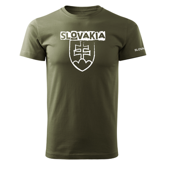DRAGOWA krátke tričko slovenský znak s nápisom, olivová 160g/m2