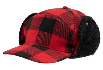 Brandit Lumberjack zimná čiapka, červeno čierna